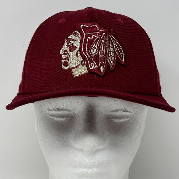 Chicago Blackhawks Hat Cap New Era NHL Hockey 6 Panel Wool Snapback Maroon Red - Picture 2 of 13